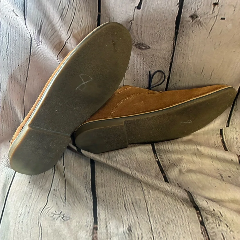 Steve Madden Hatrick Mens Sz 13 Tan Suede Preppy Oxford Shoes Navy Lace Up Shoes